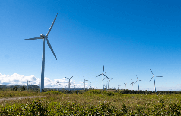 Photographie de la plus grande éolienne au Canada.