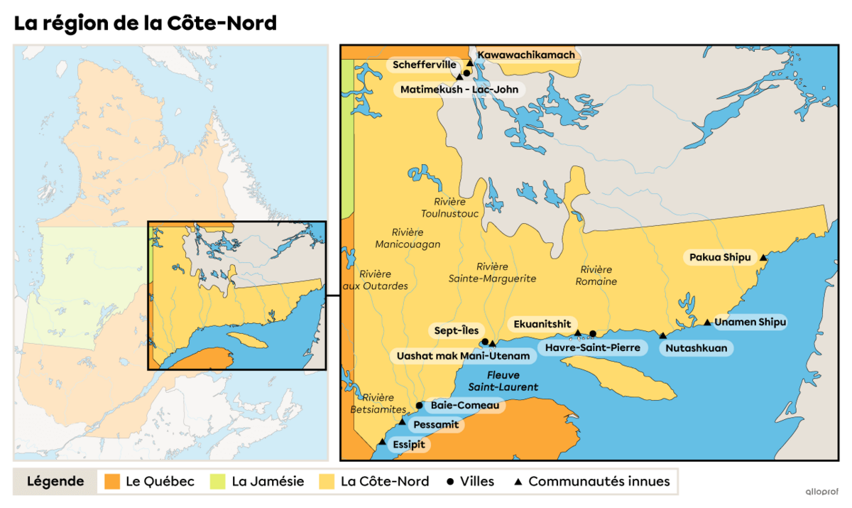Carte de la Côte-Nord.