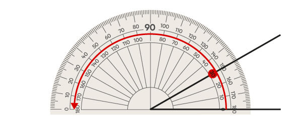 Exemple de mesure d’angle aigu avec un rapporteur d’angles — 4