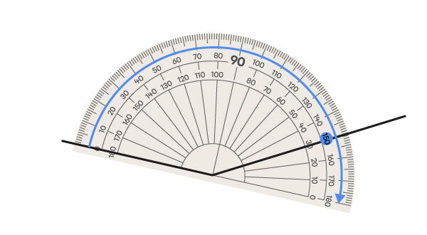 Exemple de mesure d’angle obtus avec un rapporteur d’angles — 4