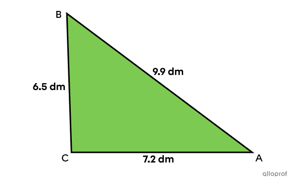 A triangle for which we want to determine if it's right-angled or not.