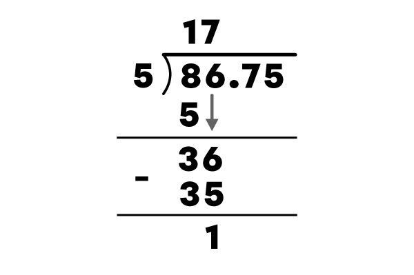 Example of dividing decimals - 2