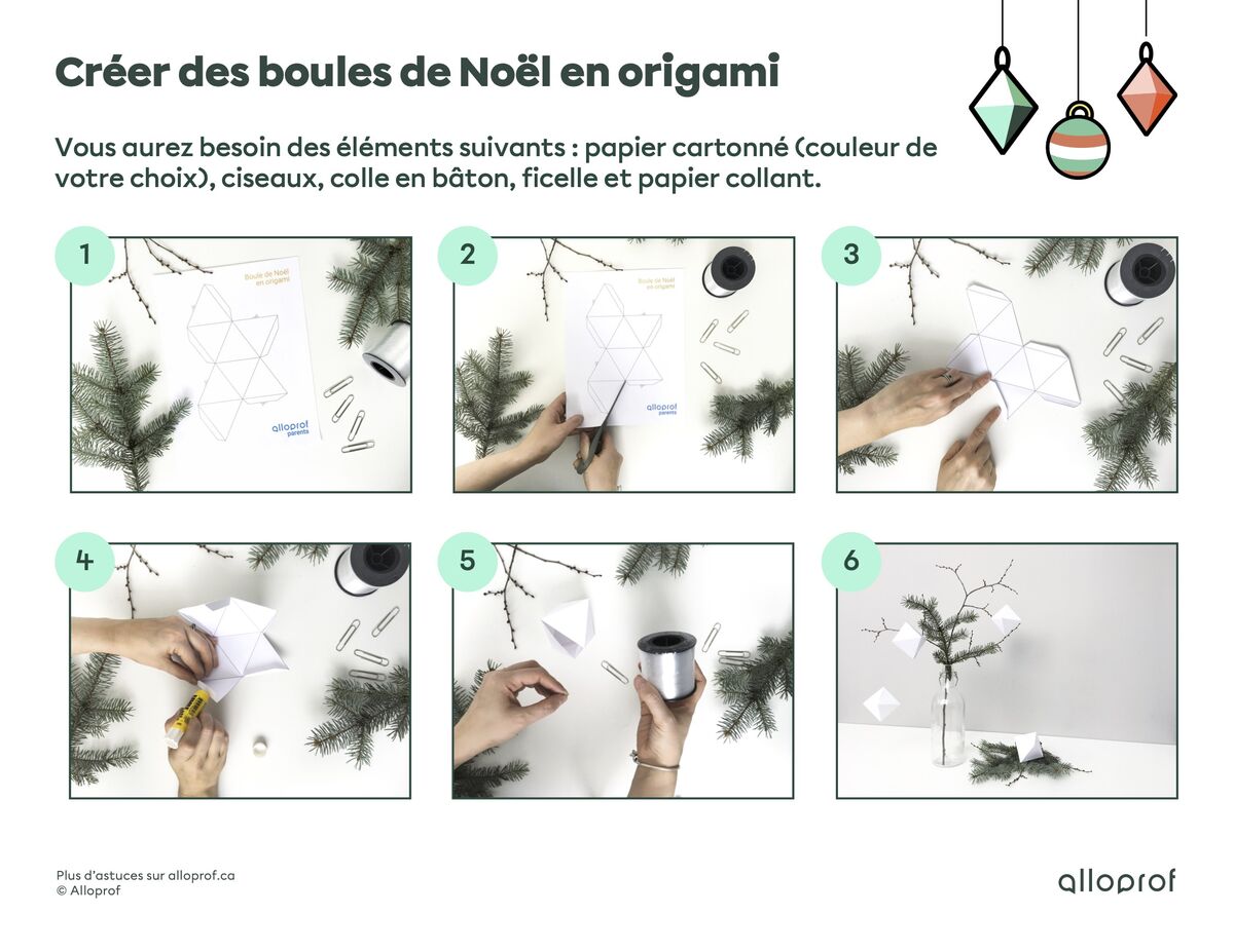 Créer des boules de Noël en origami