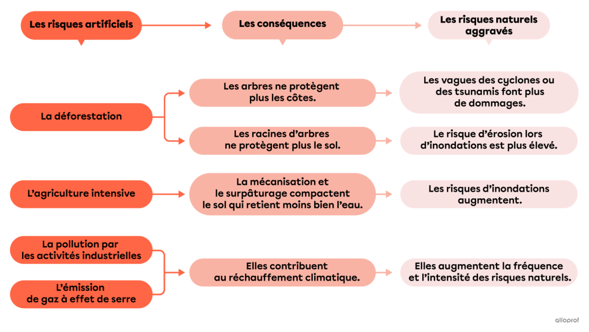 Schéma des conséquences des risques artificiels.