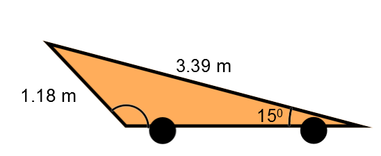 Use the Law of Cosines to find the measure of an angle in a triangle resembling a racing car.