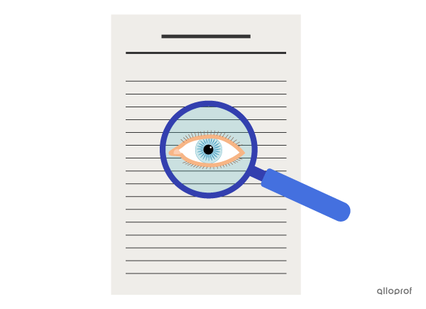 Image of a text with a magnifying glass.