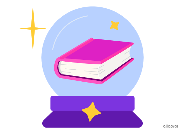 A crystal ball with an open book inside.