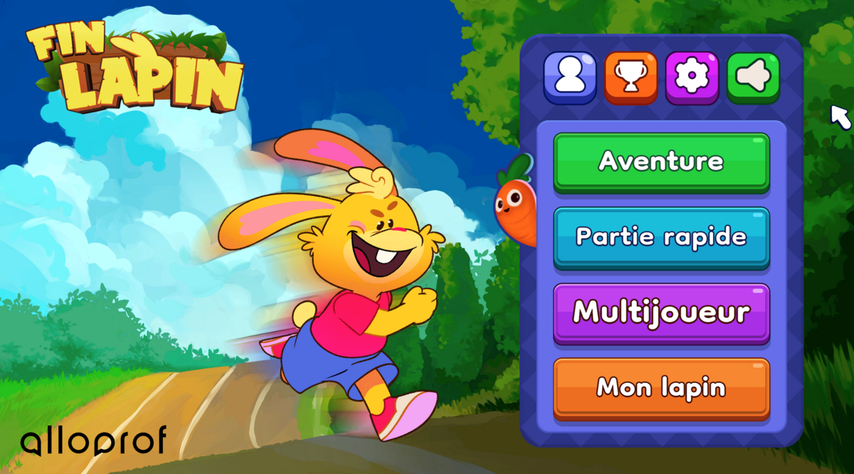 Fin lapin : écran d'accueil