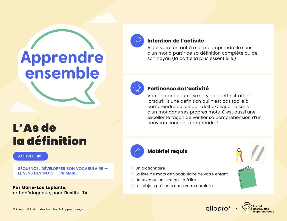 Activité no 1 : As de la définition 
