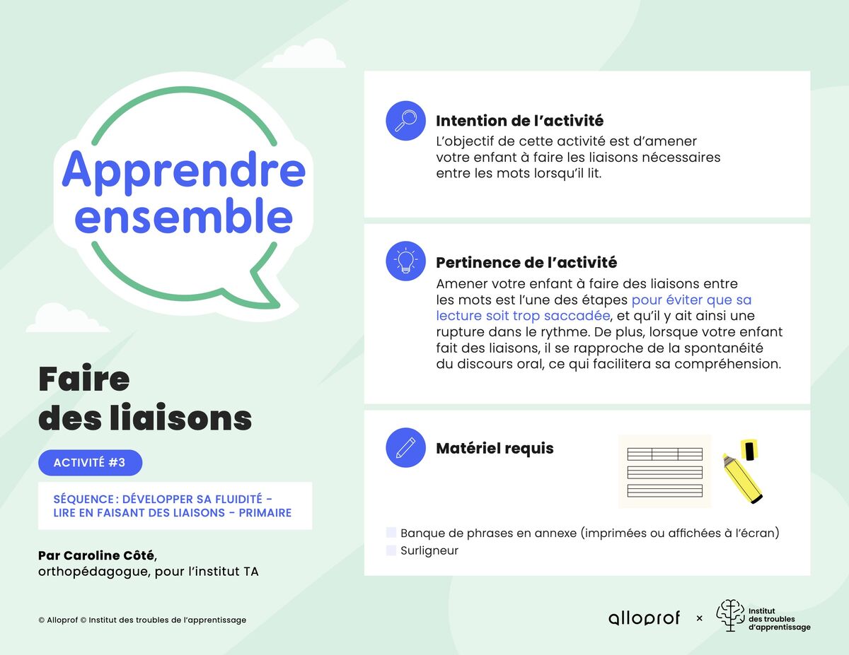 Activité n°3 : Faire des liaisons