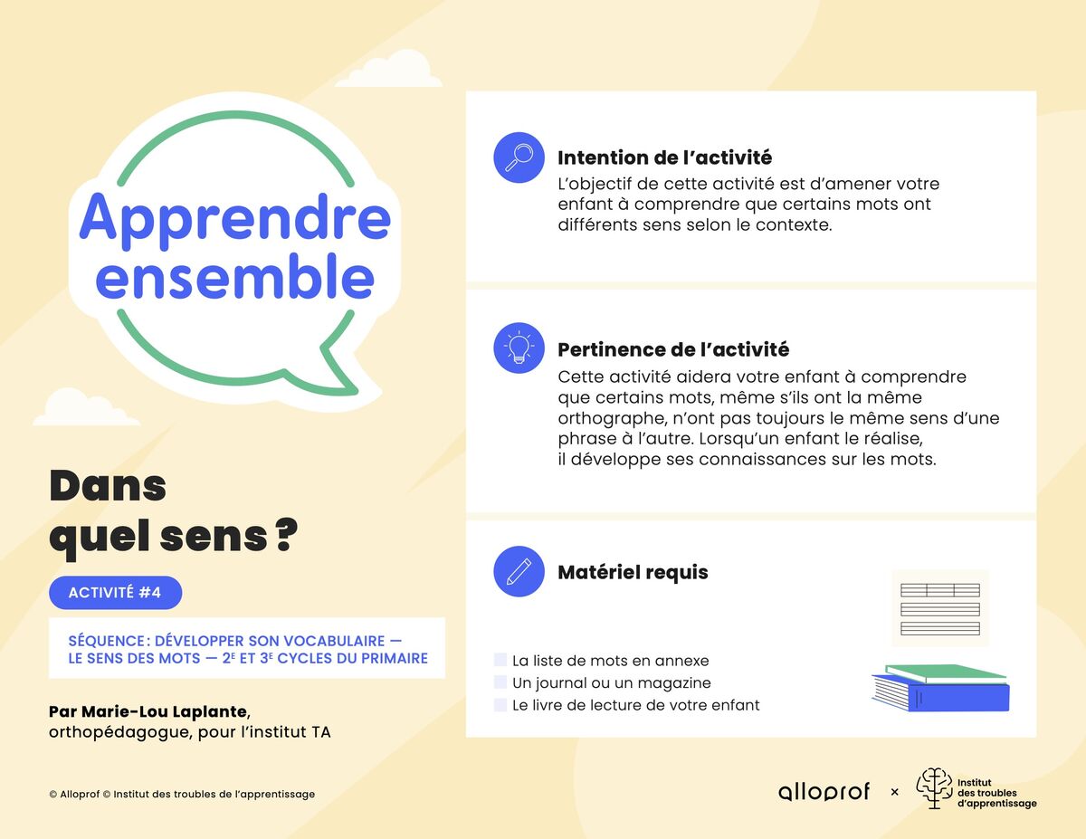 Activité no 4 : Dans quel sens?