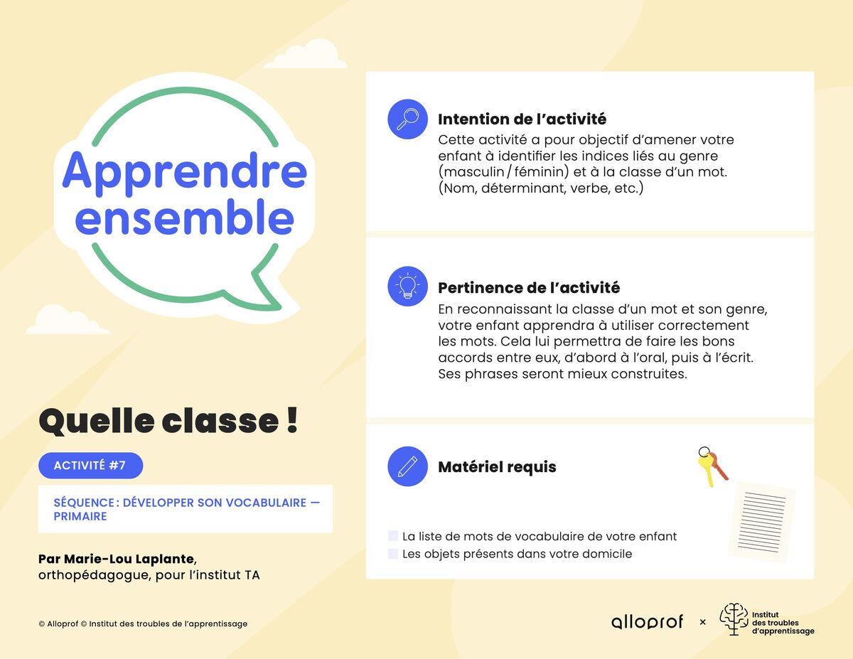 Activité no 7 : Quelle classe!