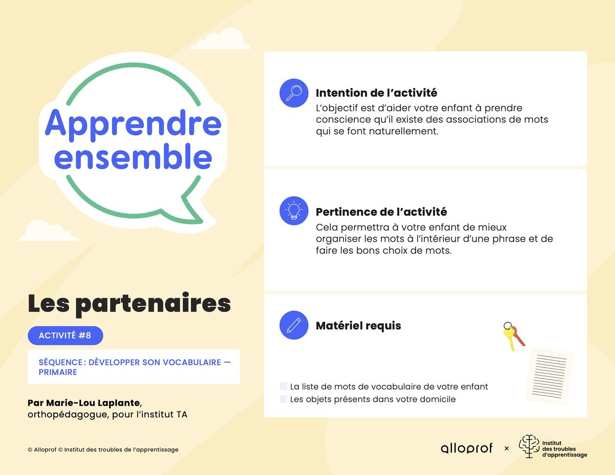 Activité no 8 : Les partenaires