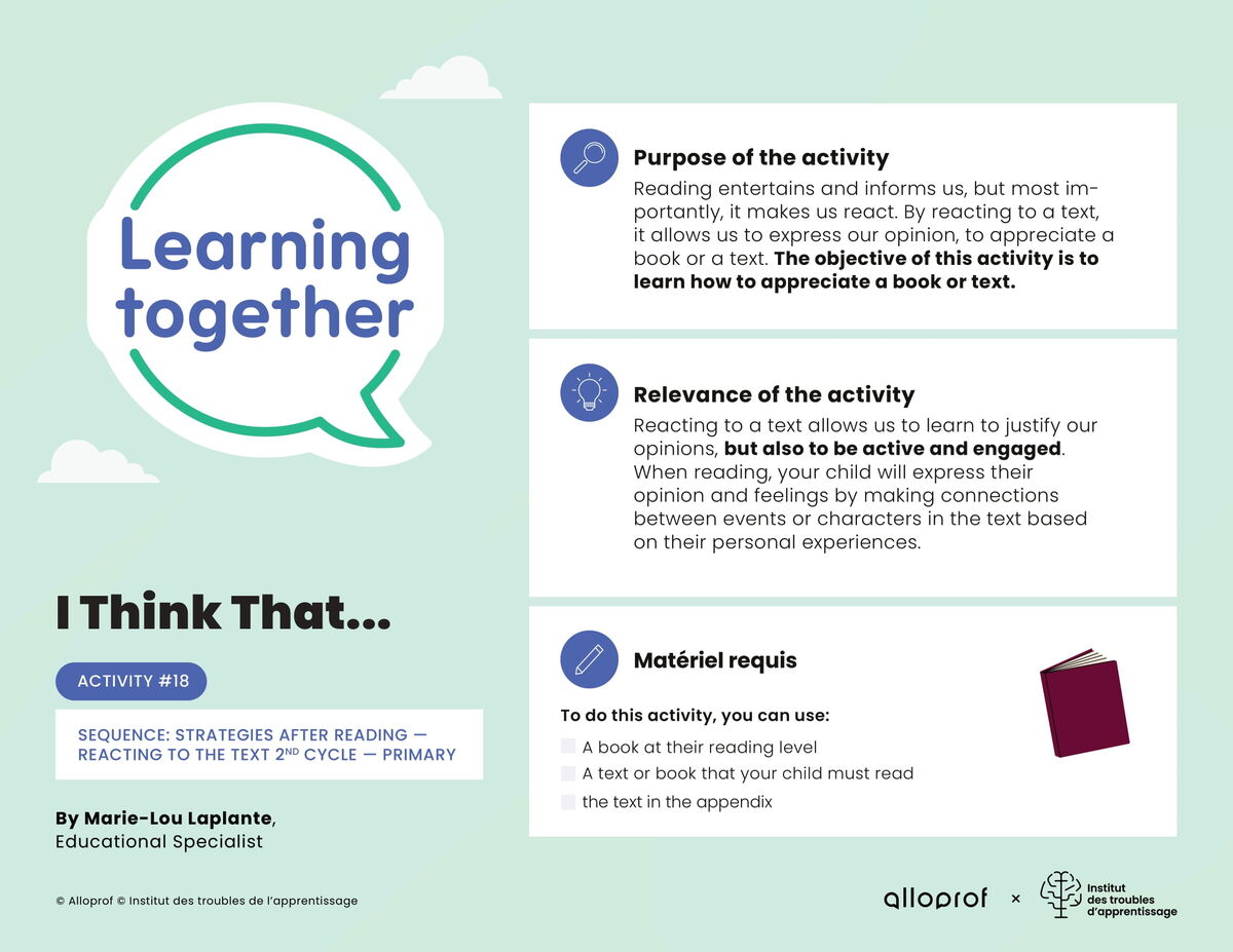 Activity #18 : I Think That...