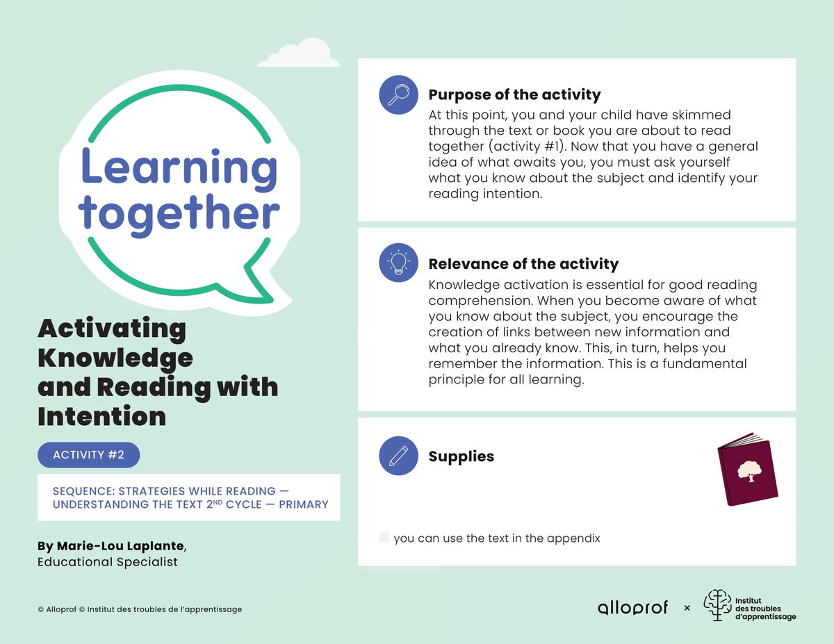 Activity #2: Activating Knowledge and Reading with Intention