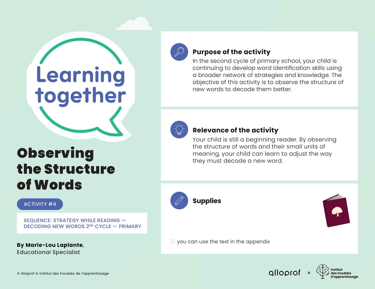 Activity #4: Observing the Structure of Words