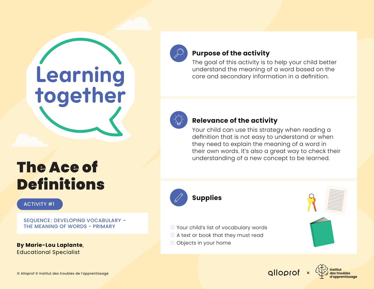 Activity # 1 : The Ace of Definitions