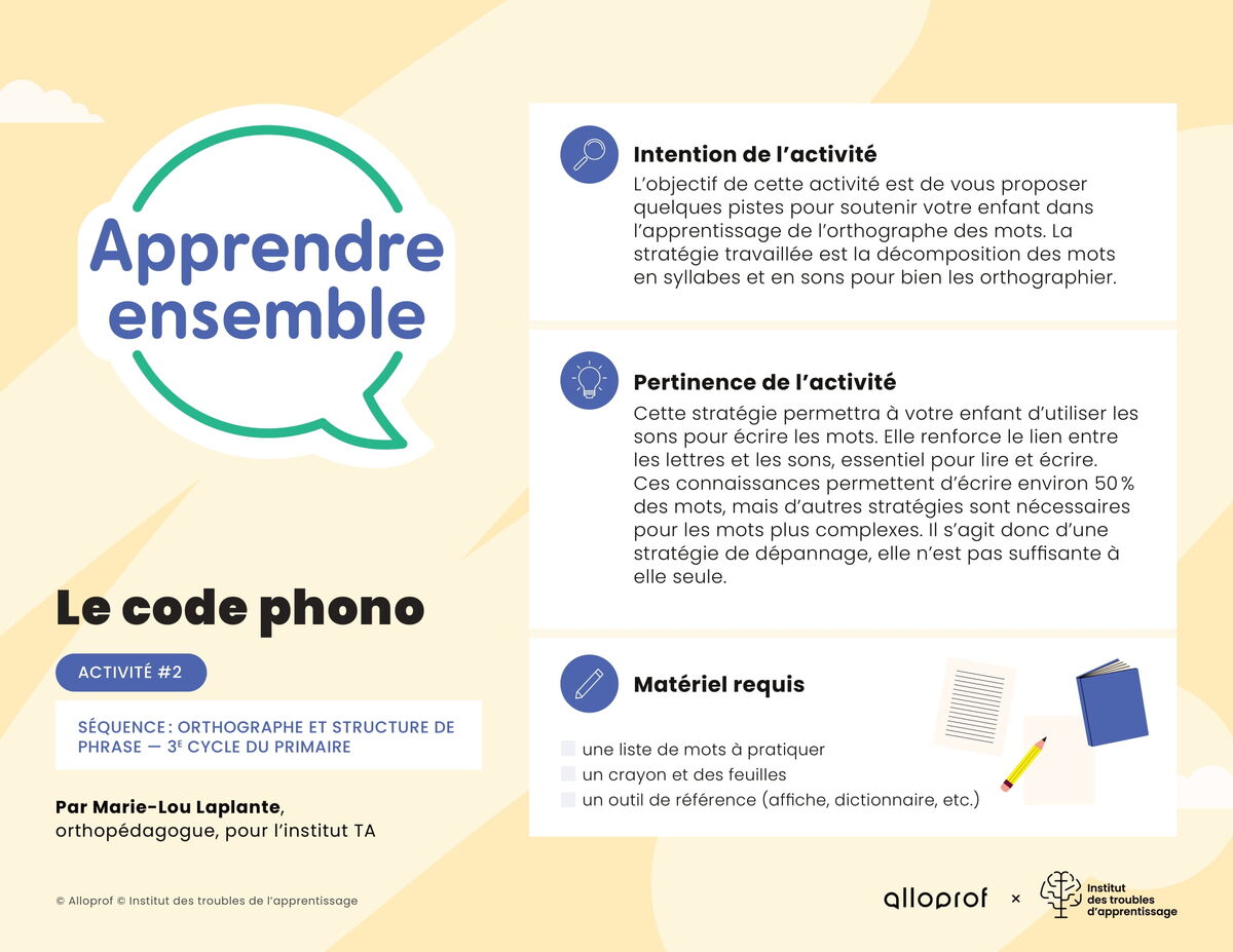 Activité no 2 : Le code phono