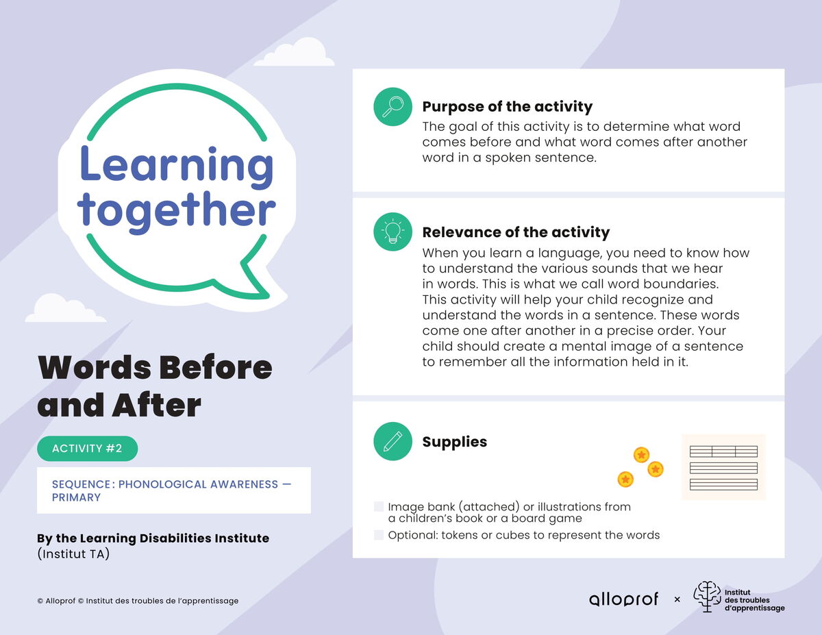 Activity #2: Words Before and After