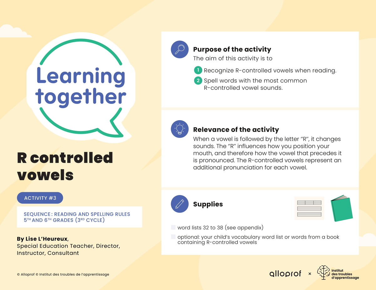 Activity # 3 : R controlled vowels