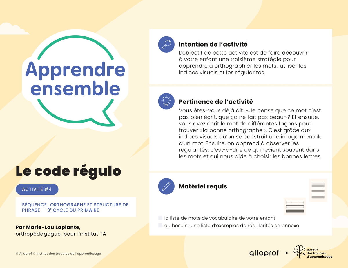 Activité no 4 : Le code régulo