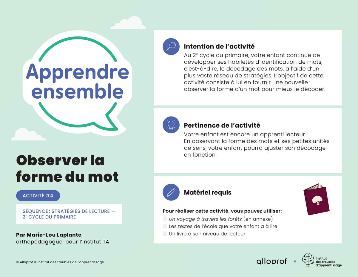 Activité no 4 : Observer la forme du mot