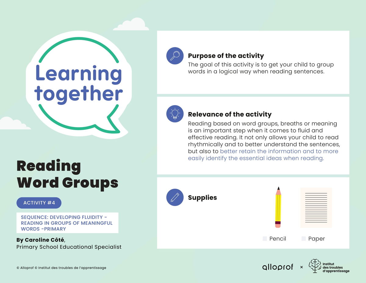 Activity #4 : Reading Word Groups