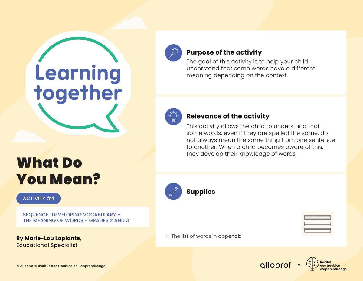 Activity # 4 : What Do You Mean?