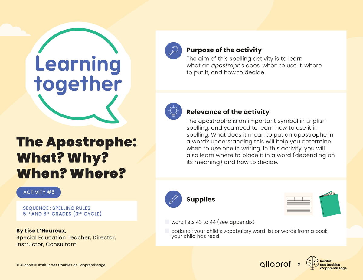 Activity # 5: The Apostrophe: What? Why? When? Where?