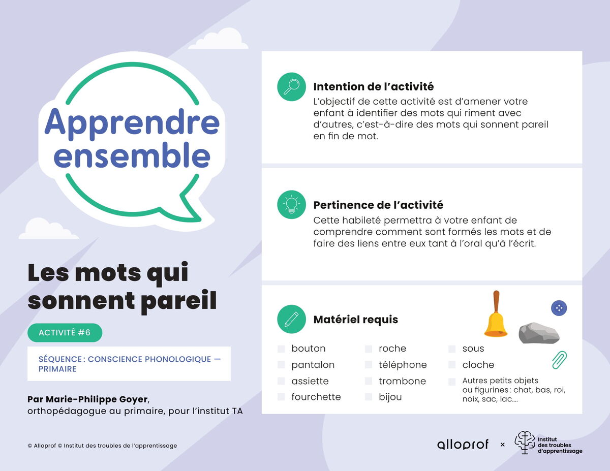 Activité no 6 : Les mots qui sonnent pareil