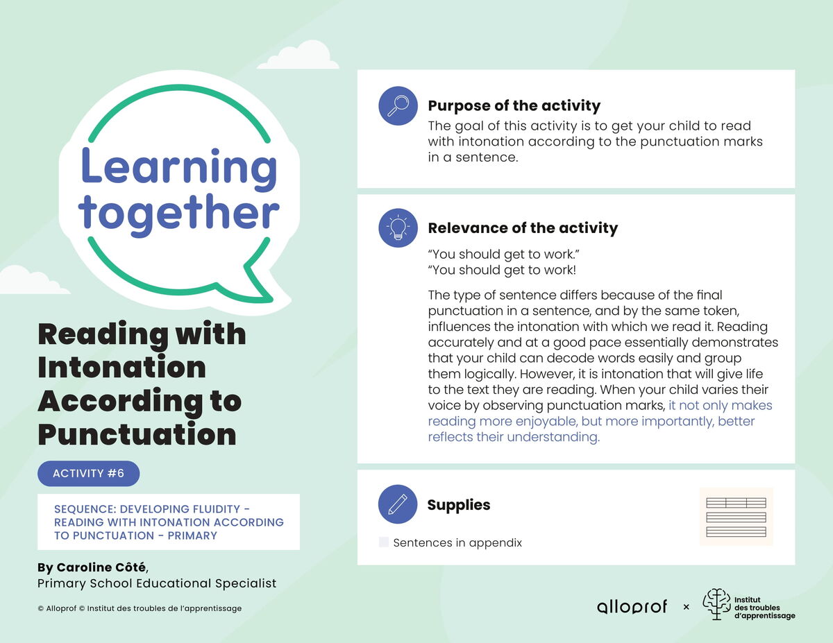 Activity # 6 : Reading with Intonation According to Punctuation