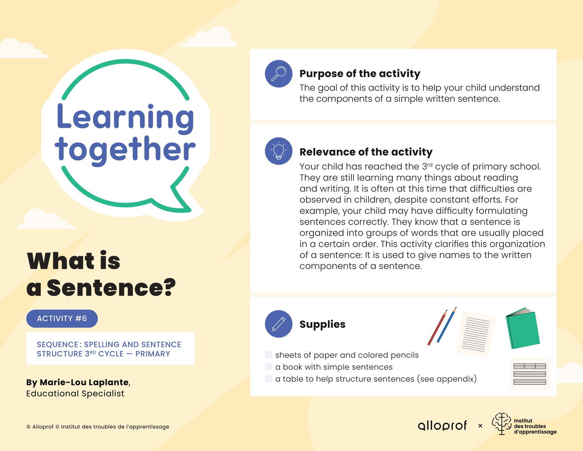 Activity #6 : What is a Sentence?