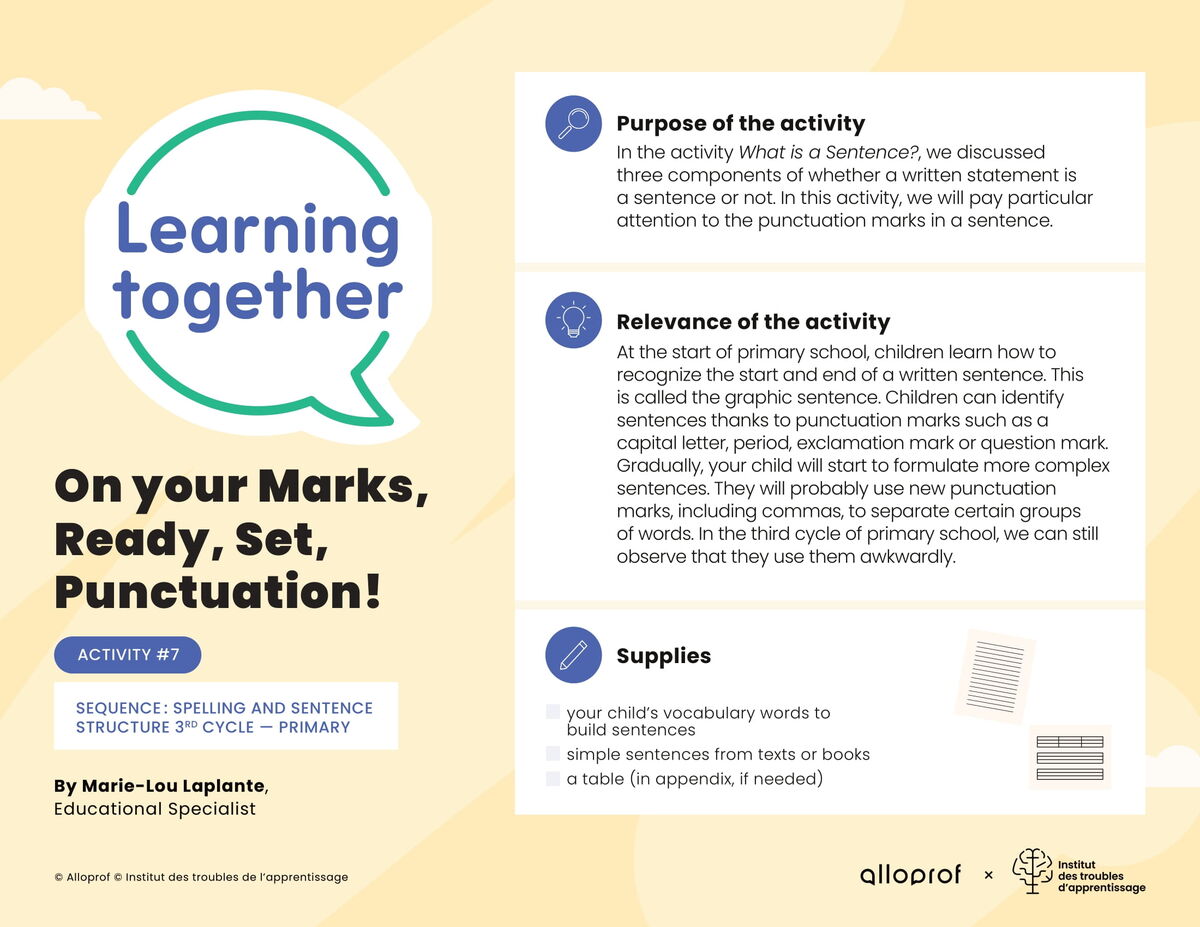 Activity # 7: On your Marks, Ready, Set, Punctuation!