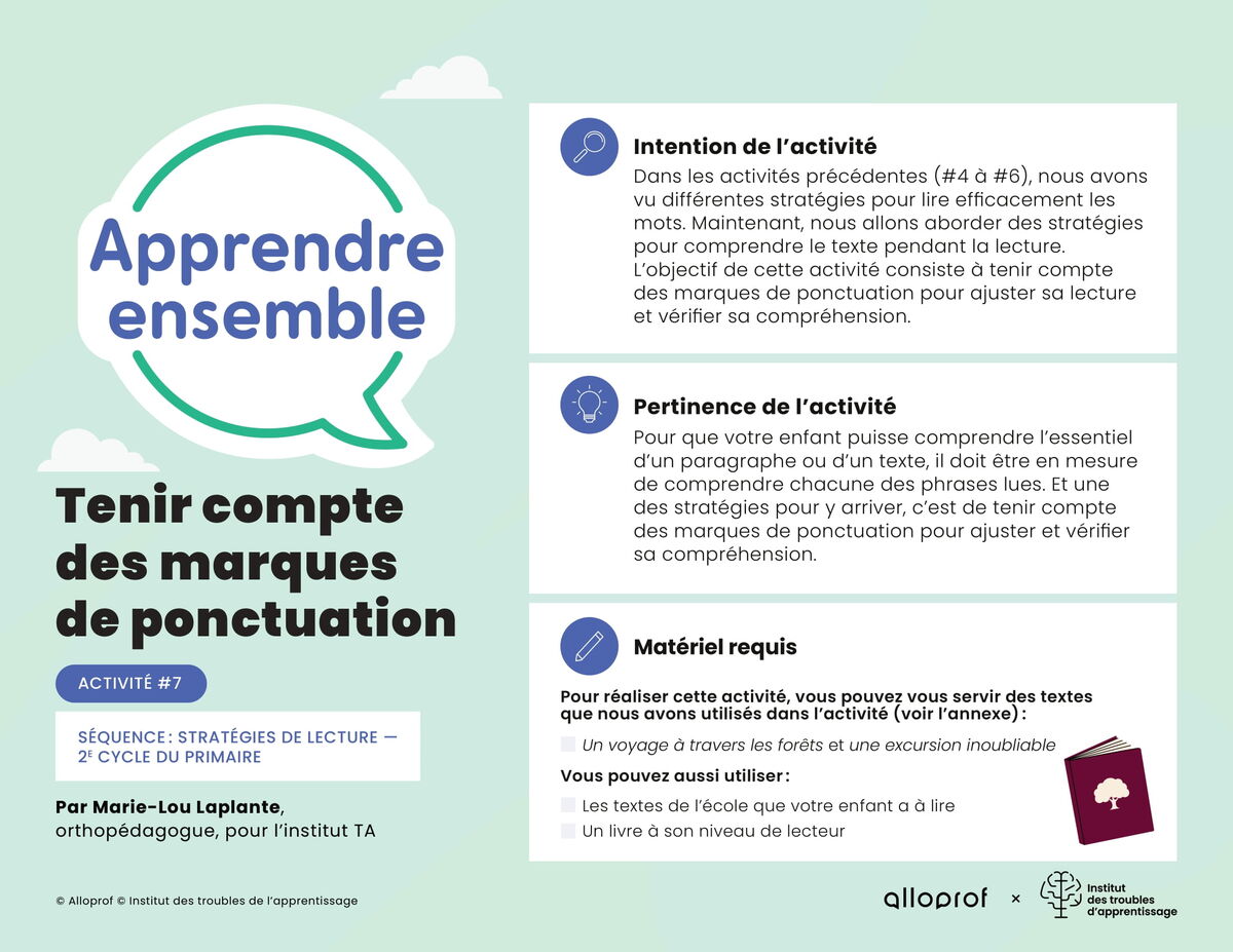 Activité no 7 : Tenir compte des marques de ponctuation