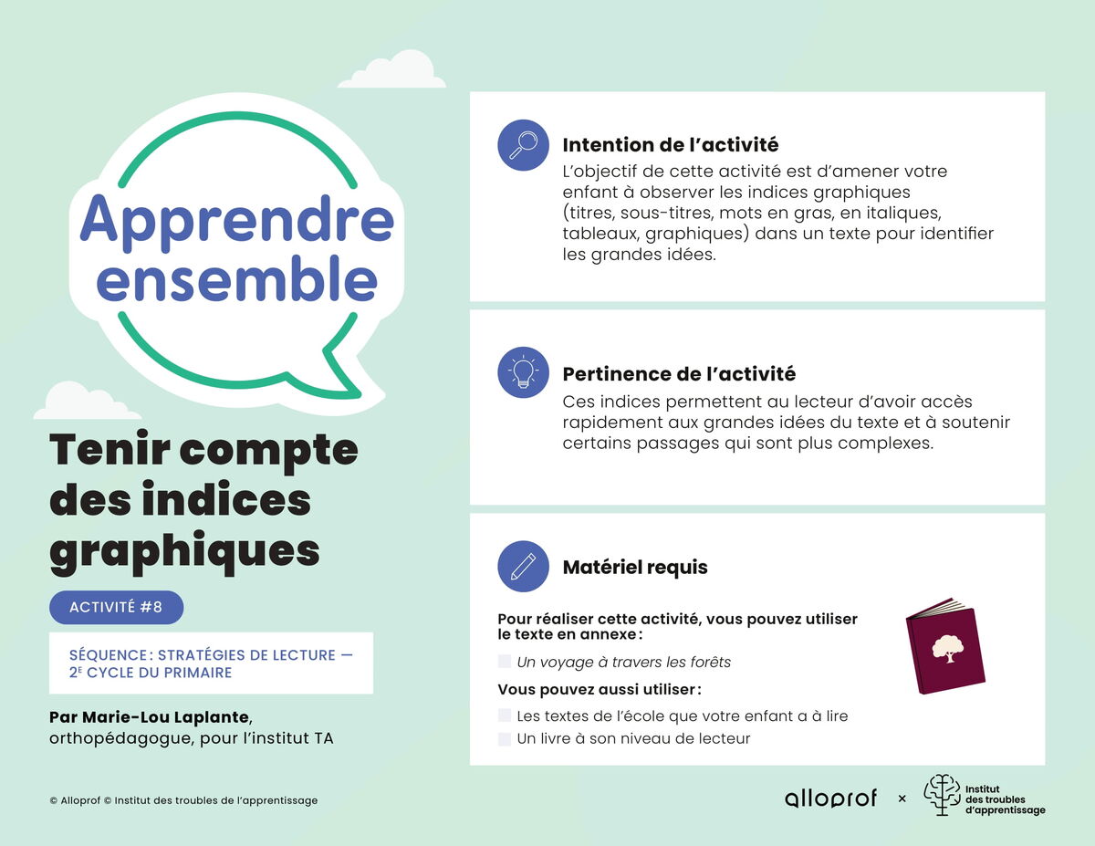 Activité no 8 : Tenir compte des indices graphiques