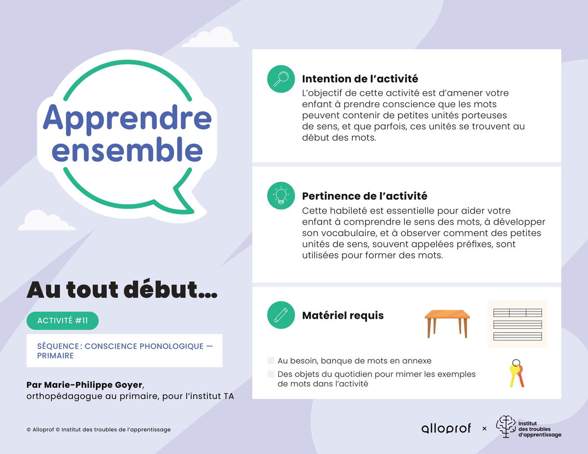 Activité no 11 : Au tout début...