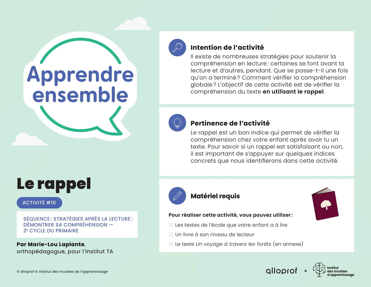 Activité no 16 : Le rappel