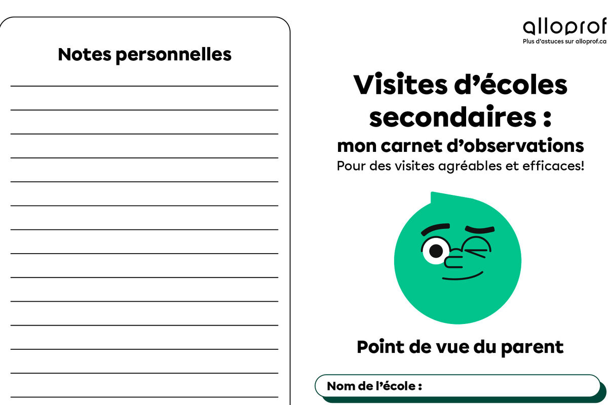 Carnet d'observations pour les parents