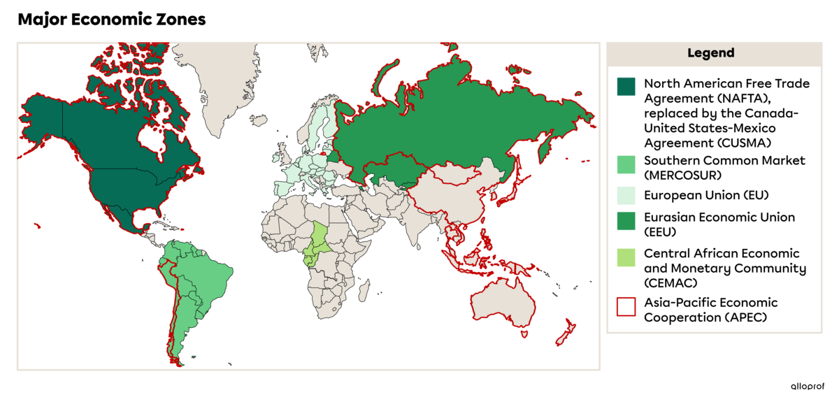 Major economic zones.