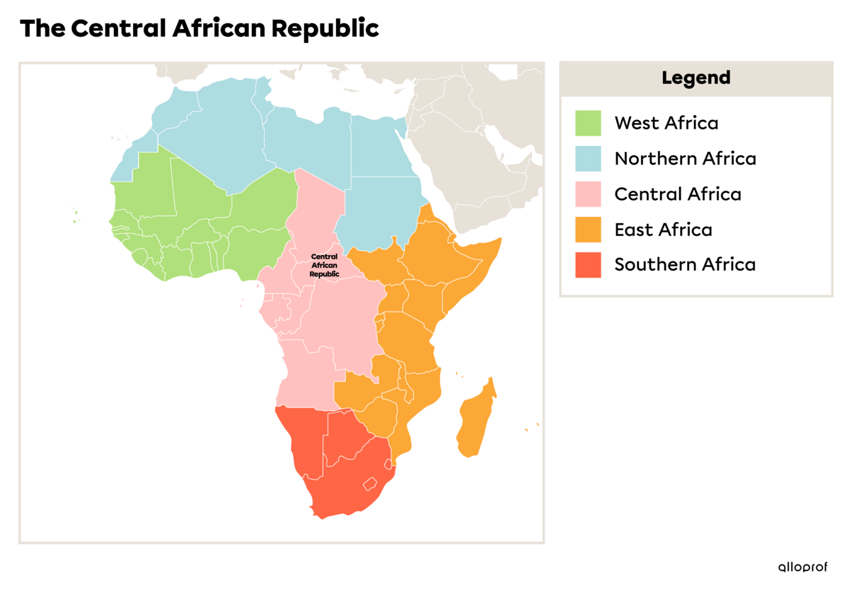 Map of Africa showing the Central African Republic.