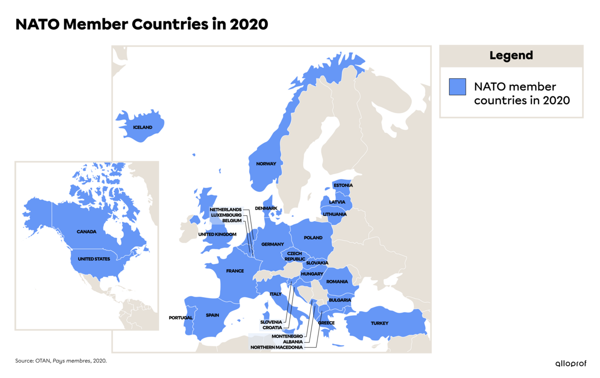 Map of NATO member countries.