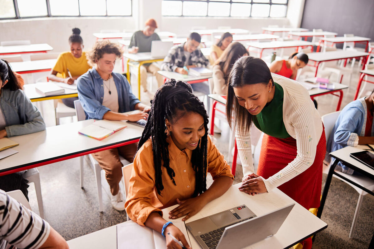 A teacher with a student.