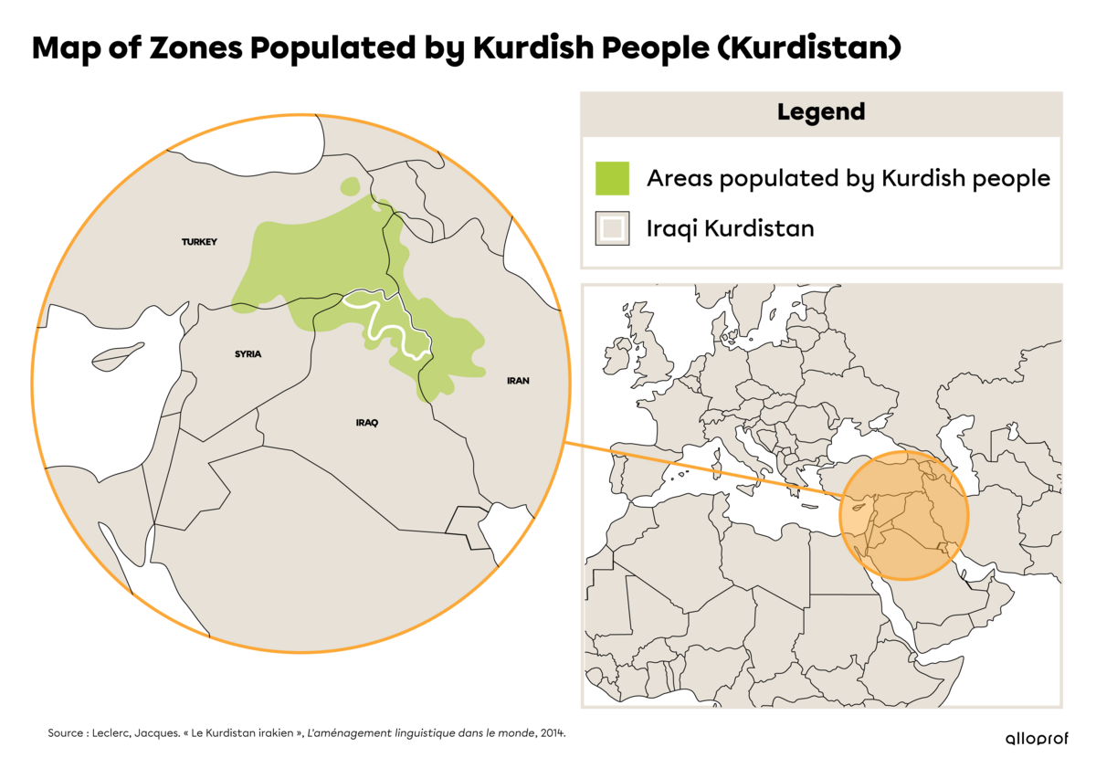 Map of Kurdish populated areas.