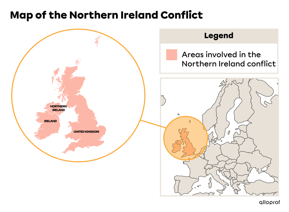 Map showing the parties involved in the Northern Ireland conflict.