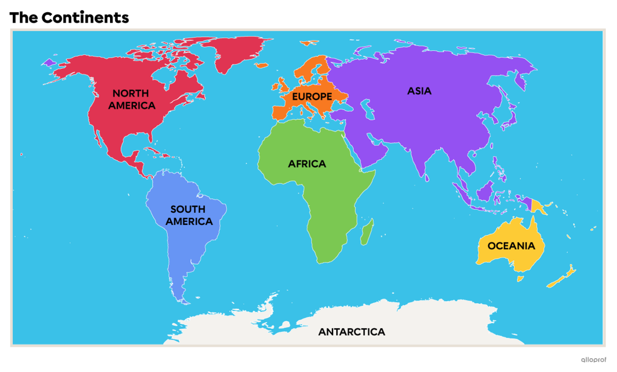 A map showing the continents.