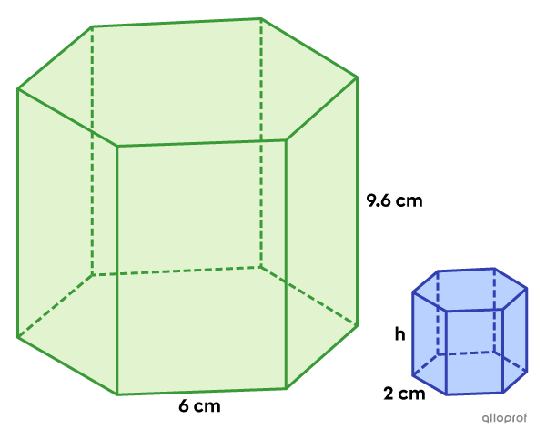 Two similar right hexagonal-based prisms