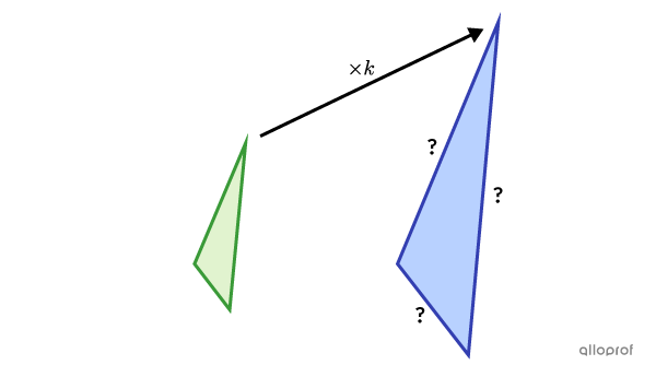 Two similar triangles with an enlargement ratio
