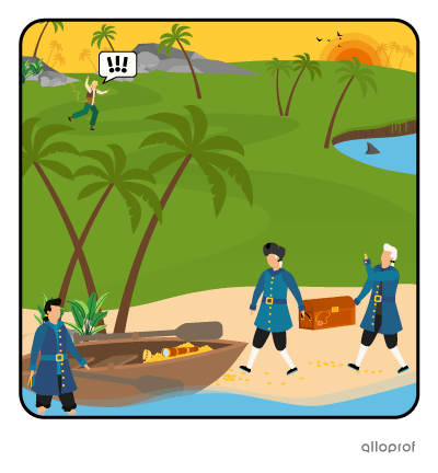 Jim, the protagonist, escaped from his pirate captors and joined his shipmates on the shore of Treasure Island.
