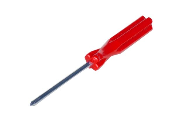 Image of a screwdriver with a plastic handle and steel tip.