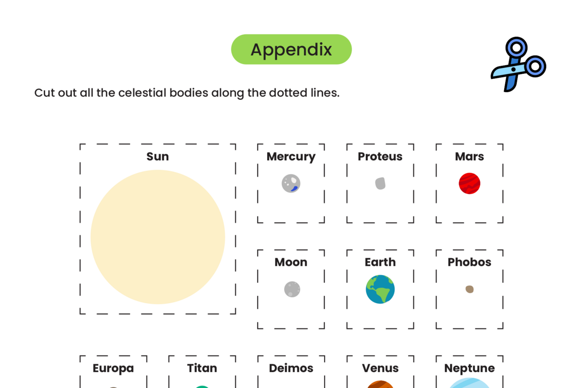 An overview of the Appendix for the learning activity "Classifying  Celestial Bodies"
